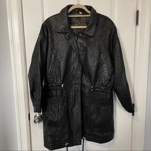 Genuine Leather Snakeskin Trench Coat